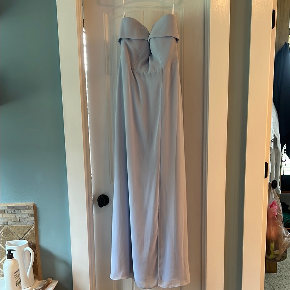 Elegant Strapless Blue Dress